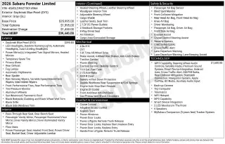 Subaru Forester 2026 AWD Limited 4dr Crossover