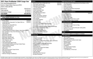 Ram ProMaster 2021 2500 159 WB 3dr High Roof Cargo Van