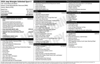 Jeep Wrangler Unlimited 2020 4x4 Sport 4dr SUV