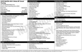 Mazda MX-5 Miata RF 2025 Grand Touring 2dr Convertible 6M