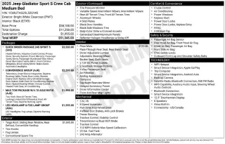 Jeep Gladiator 2025 4x4 Sport 4dr Crew Cab 5.0 ft. CB