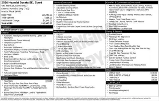 Hyundai SONATA 2026 SEL Sport 4dr Sedan