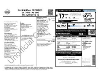 Nissan Frontier 2019 4x4 S 4dr Crew Cab 5 ft. SB 5P