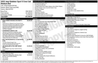 Jeep Gladiator 2025 4x4 Sport 4p. Cabina Tripla Crew 5.0 ft. SB