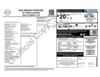 Nissan Frontier 2024 4x4 SV 4dr Crew Cab 5 ft. SB