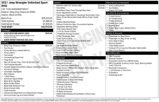Jeep Wrangler Unlimited 2021 4x4 Sport RHD 4dr SUV