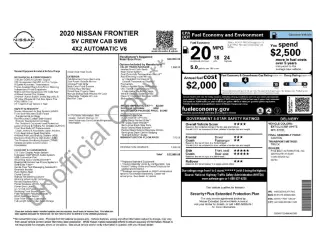 Nissan Frontier 2020 4x2 S 4dr Crew Cab 5 ft. SB