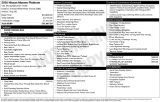 Nissan Murano 2026 AWD Platinum 4dr SUV
