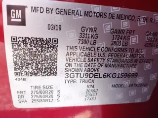 GMC Sierra 1500 2019 4x4 SLT 4p. Cabina Extendida 5.8 pies. Caja Corta