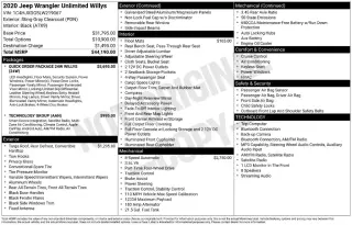 Jeep Wrangler Unlimited 2020 4x4 Willys Sport 4dr SUV