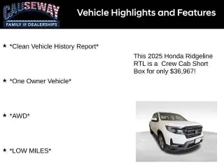 Honda Ridgeline 2025 AWD RTL 4dr Crew Cab 5.3 ft. SB