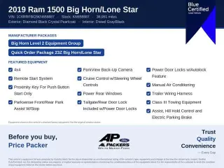 Ram 1500 2019 4x4 Big Horn 4dr Quad Cab 6.4 ft. SB Pickup
