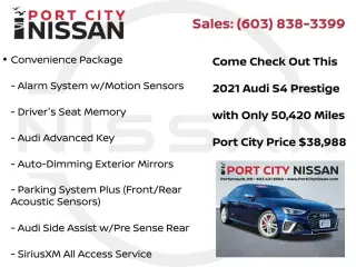 Audi S4 2021 AWD 3.0T quattro Prestige 4dr Sedán