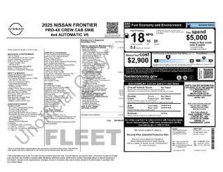 Nissan Frontier 2025 4x4 PRO-4X 4dr Crew Cab 5 ft. SB