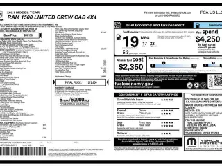 Ram 1500 2021 4x4 Limited 4dr Crew Cab 5.6 ft. SB Pickup