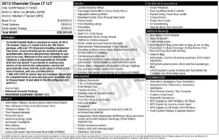 Chevrolet Cruze 2012 LT 4dr Sedán con 1LT