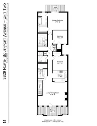 Propiedad en alquiler con 3 habitaciones y 2 baños en Chicago