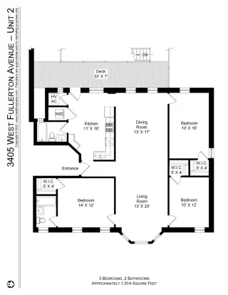 Propiedad en alquiler con 3 habitaciones y 2 baños en Chicago