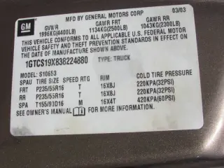 2003 GMC Sonoma SL