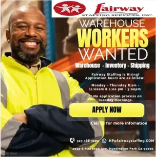 WE ARE HIRING!! FOR AWAREHOUSE