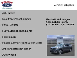 Volkswagen Atlas 2021 V6 SE 4dr SUV w/Technology (midyear release)