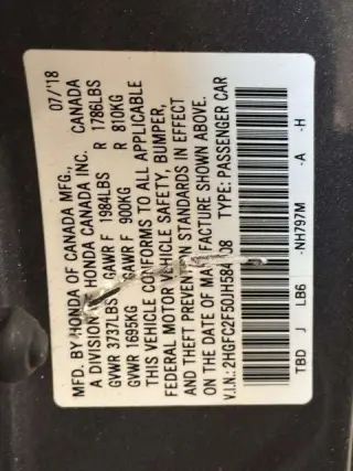 Honda Civic 2018 LX 4dr Sedan CVT