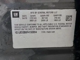 Chevrolet Sonic 2015 LTZ Auto 4dr Sedan