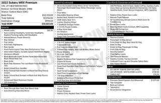 Subaru WRX 2022 AWD Premium 4dr Sedan 6M