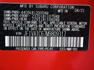 Subaru WRX 2021 AWD Premium 4dr Sedan 6M