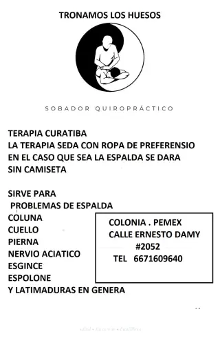 Terapia sobador Quiropráctica  para Problemas de Espalda y Articulaciones