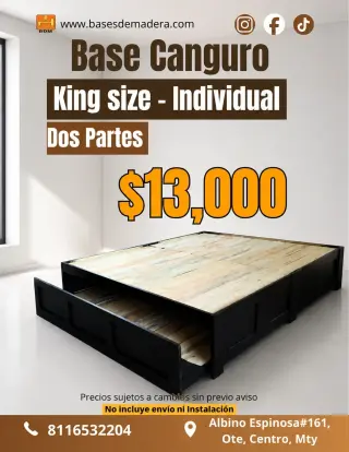 Base Canguro King Size + Individual en Dos Partes | Envíos a Todo México