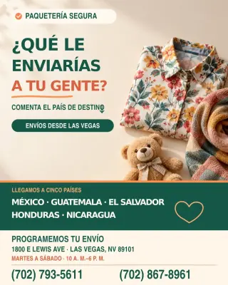 PAQUETERIA SALIDAS SEMANALES Mexico, Guatemala, El Salvador, Honduras, Nicaragua