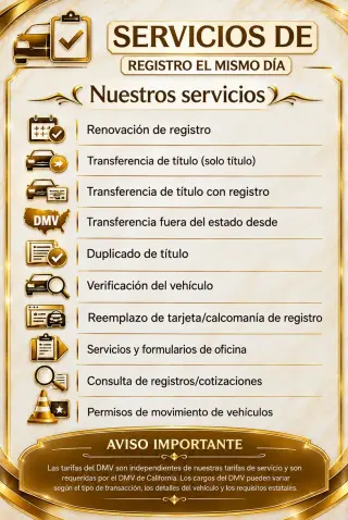 Servicios de Registro el Mismo Día