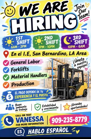 ¡TRABAJO DISPONIBLE!