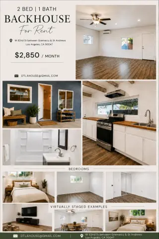 CASA TRASERA 2 RECÁMARAS / 1 BAÑO – 1,100 FT² – PATIO CUBIERTO – $2,850