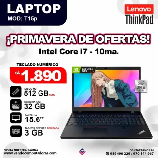 Laptop Lenovo Thinkpad T15p core i7 - 10ma