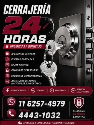 CERRAJERÍA 24HS - URGENCIAS A DOMICILIO CASAS Y AUTOS