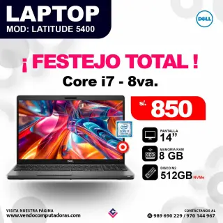 Laptop DELL Intel core i7 - 8va. Latitude 5400