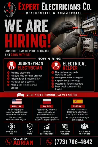 Hiring Electricians - Join Our Expert Team!