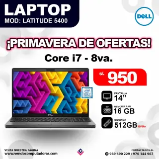 Laptop Latitude 5400 Dell core i7 - 8va. Generación