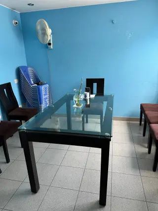 Mesa de Comedor Moderna de Vidrio con 6 Sillas