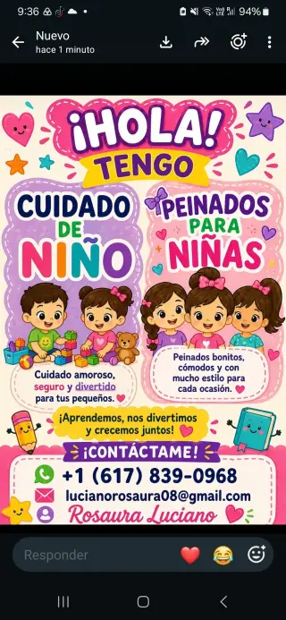 Niñera Experimentada Disponible para Contratar
