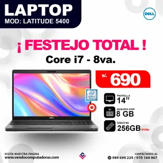 Laptop DELL core i7 - 8va. / Latitude 5400