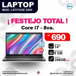 Laptop DELL core i7 - 8va. / Latitude 5400