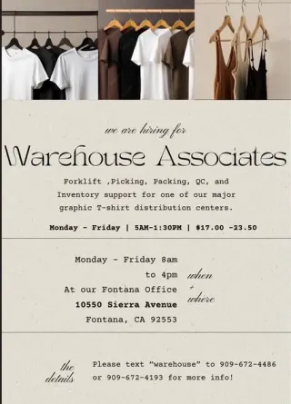 Warehouse Associates | Clothing Warehouse | Fontana, CA
