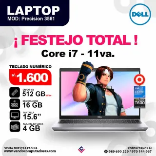 Laptop DELL Intel core i7 - 11va. PRECISION 3561