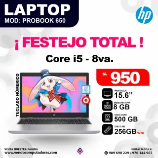 Laptop HP core i5 - 8va. / PROBOOK 650 G4