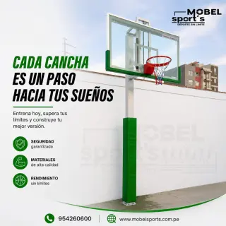 Castillo de básquet con sistema plegable