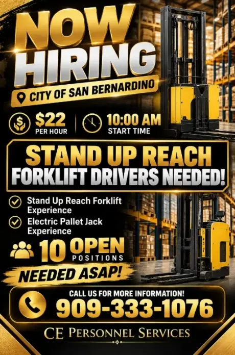 Stand Up Reach Forklift | San Bernandino