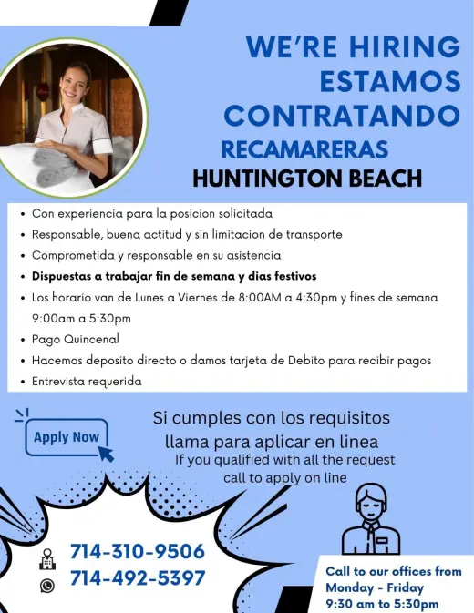 Se Busca Recamareras en Huntington Beach